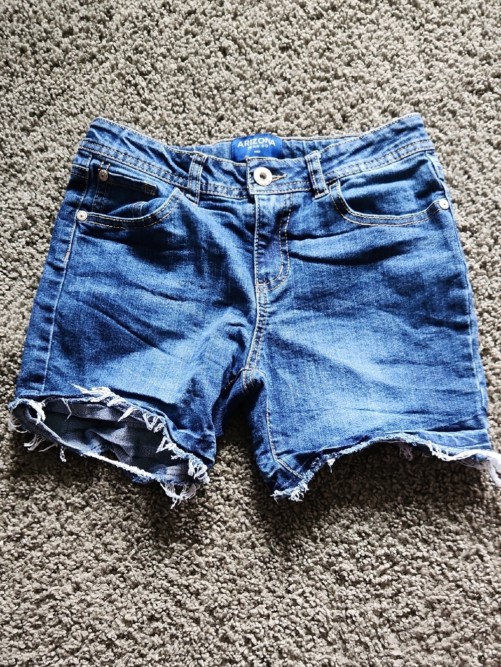 Arizona Jean Company Medium Blue Denim Frayed Hem Women's Shorts